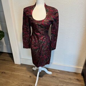 Elegant Asymmetrical Dress in Black and Pink